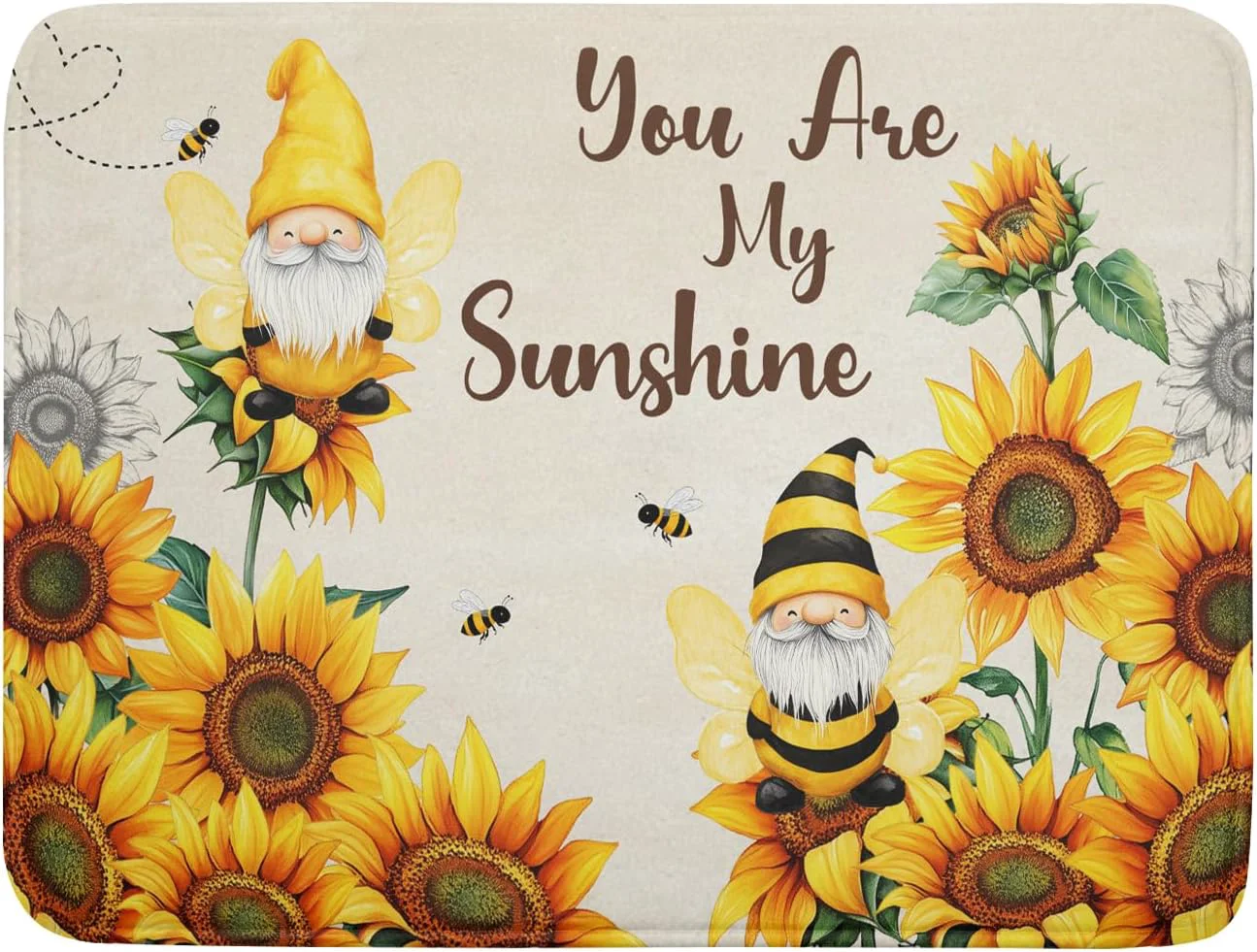 Efficient Giwawa Bee Gnomes Dish Drying Mat Summer Sunflowers Elf Dish Drainer Mats for Kitchen Countertop Vintage Sunshine Floral Absorbent Reversible Dish Drying Pad Decor 18x24inches Large Fine Crafted