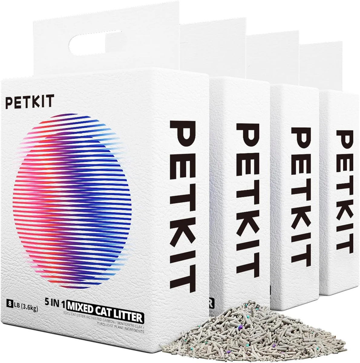 Elegant PETKIT Everclean 5 in 1 Mixed Cat Litter Odor Control Flushable Bentonite Tofu Dust- Strong Clumping Cat Litters Relaxed