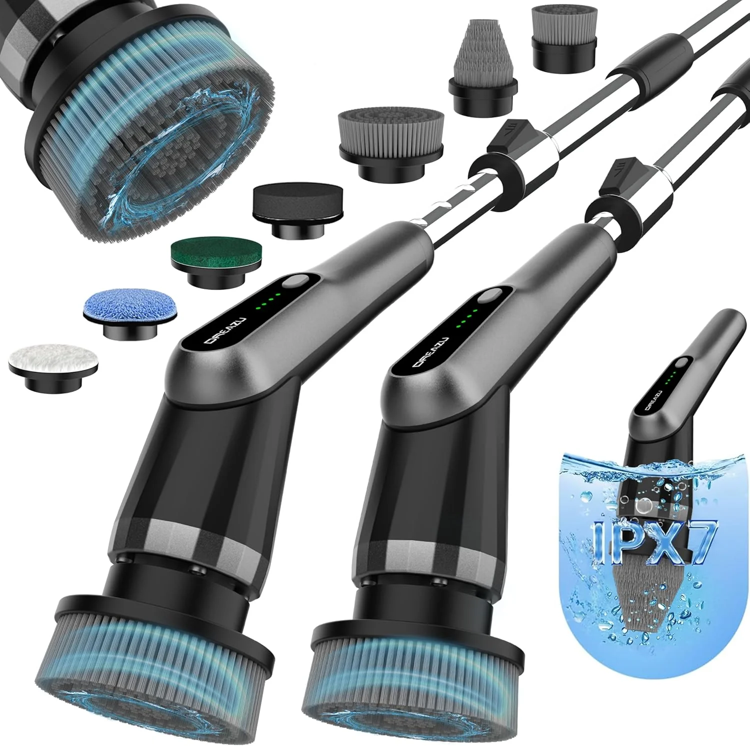 Long-Lasting Dreazu Pro Electric Spin Scrubber 10-in-1 Shower Scrubber amp Retractable Long Handle 44 lbs High-Torque amp Variable Speed Shower Cleaning Brush for Bathroom Toilet Bathtub Kitchen Tile Floors Car Trusted