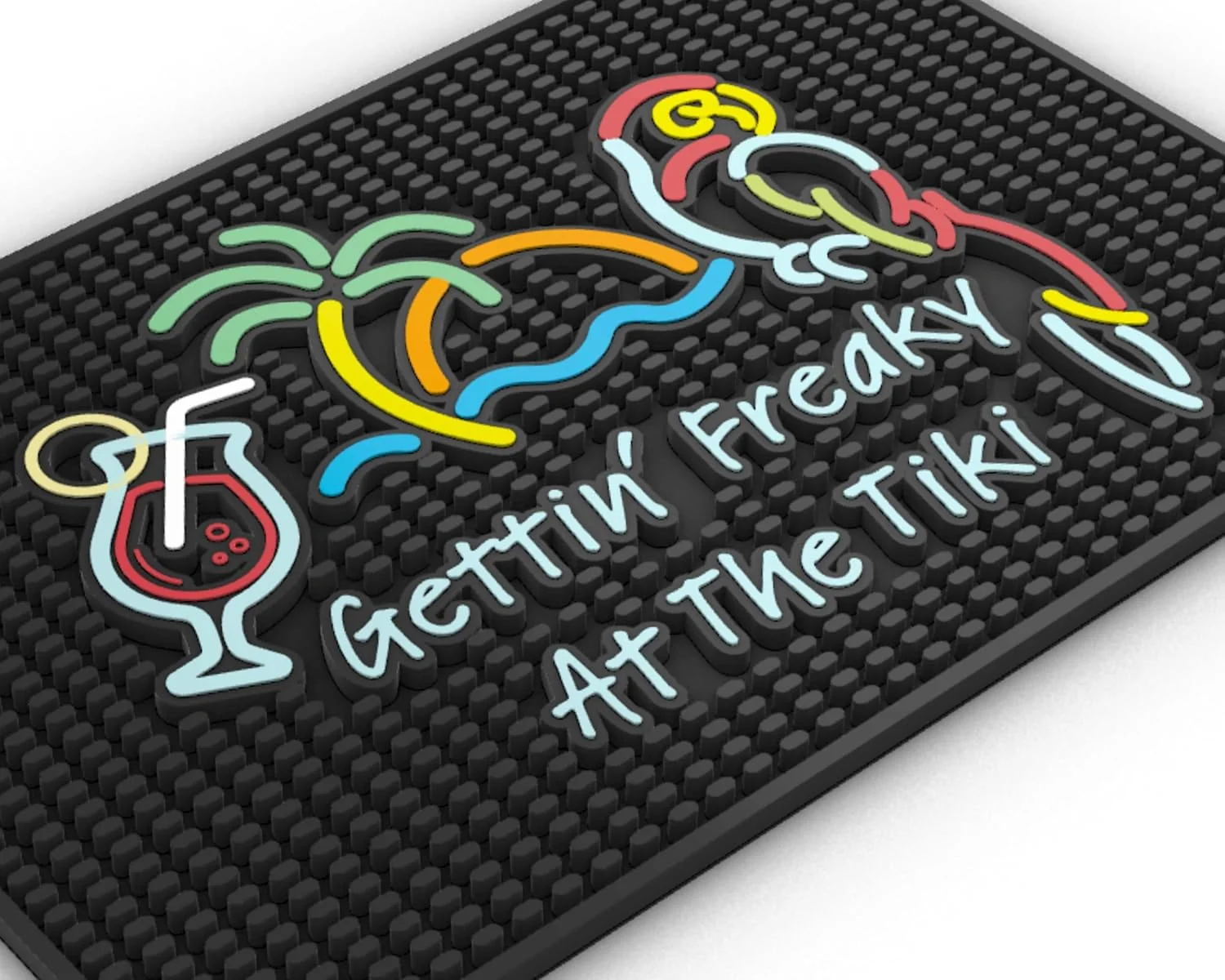 Recyclable Tiki Bar Mats for Countertop - Bar Sign Gettin Freaky at The Tiki 18x12 in - Kitchen Counter Decor Tiki Bar Accessories Trendy