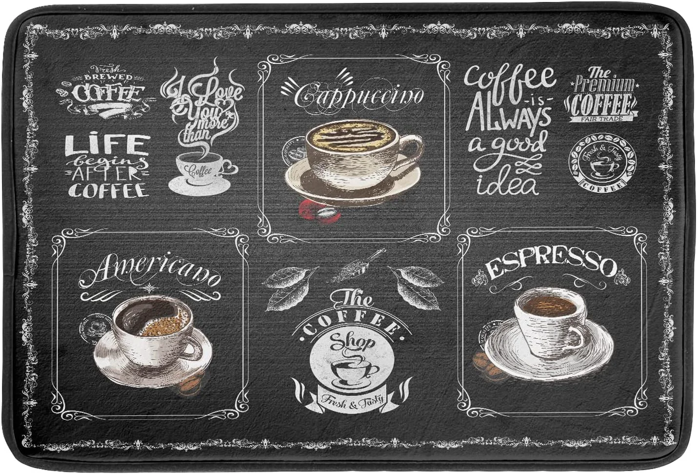 Quality Coffee Bean Maker Dish Drying Mat for Countertops 18x24 inch Absorbent Microfiber Espresso Cup Spill Mats Black Machine Drainer Mat Dish Drainer Fast