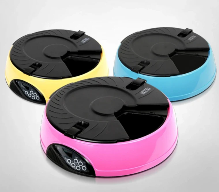 Reliable Whole Six Meal Automatic Feeder Timed Quantified Intelligent Feeding Machine Pet Cat and Dog Food Bowl Basin and Food Box Casual