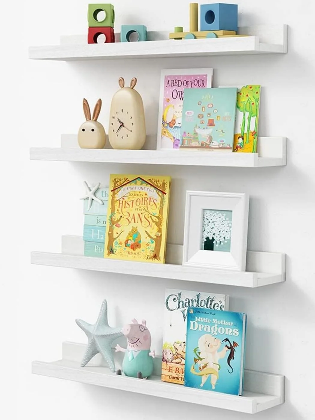 Genuine Forbena 24 Inch Floating Nursery Book Shelves for Wall White Kids Wall Bookshelf for Bedroom Picture Ledge Shelf with Lip for Baby Bathroom Exceptional