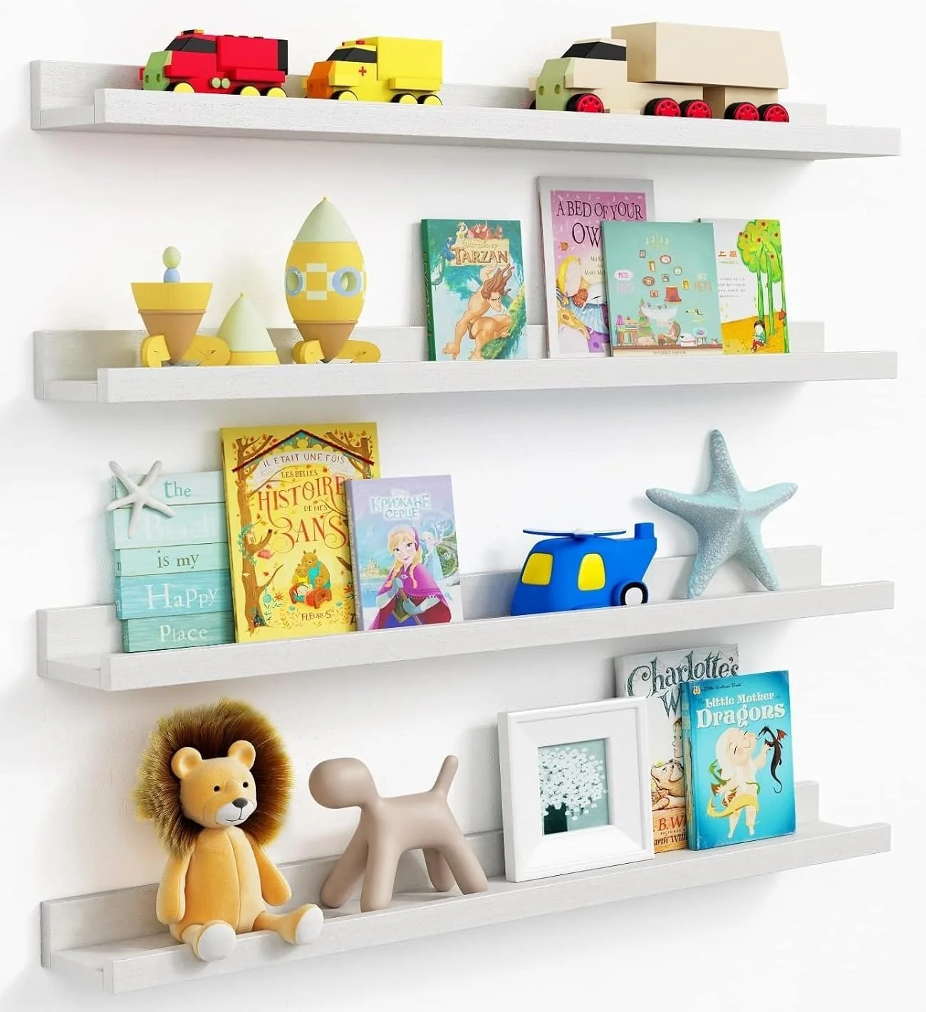 Reliable Forbena 36 Inch Floating Shelves for Wall 4-Pack Large Nursery Book Shelves Bookshelf for Kids Bedroom Luxury