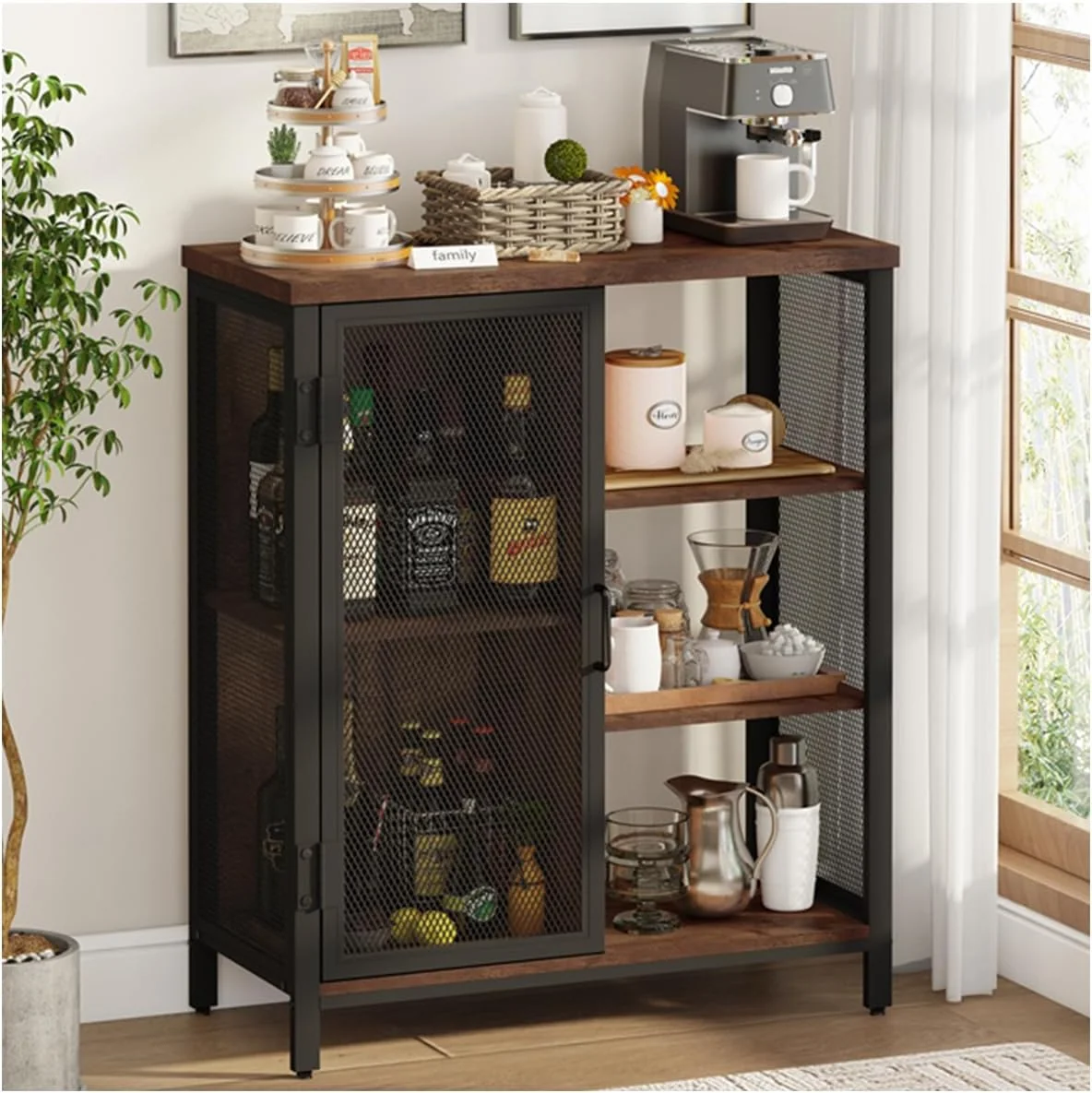 Next-Generation BON Augure Coffee Bar Cabinet for Home Liquor Small Storage Cabinet for Kitchen and Entryway Artisan