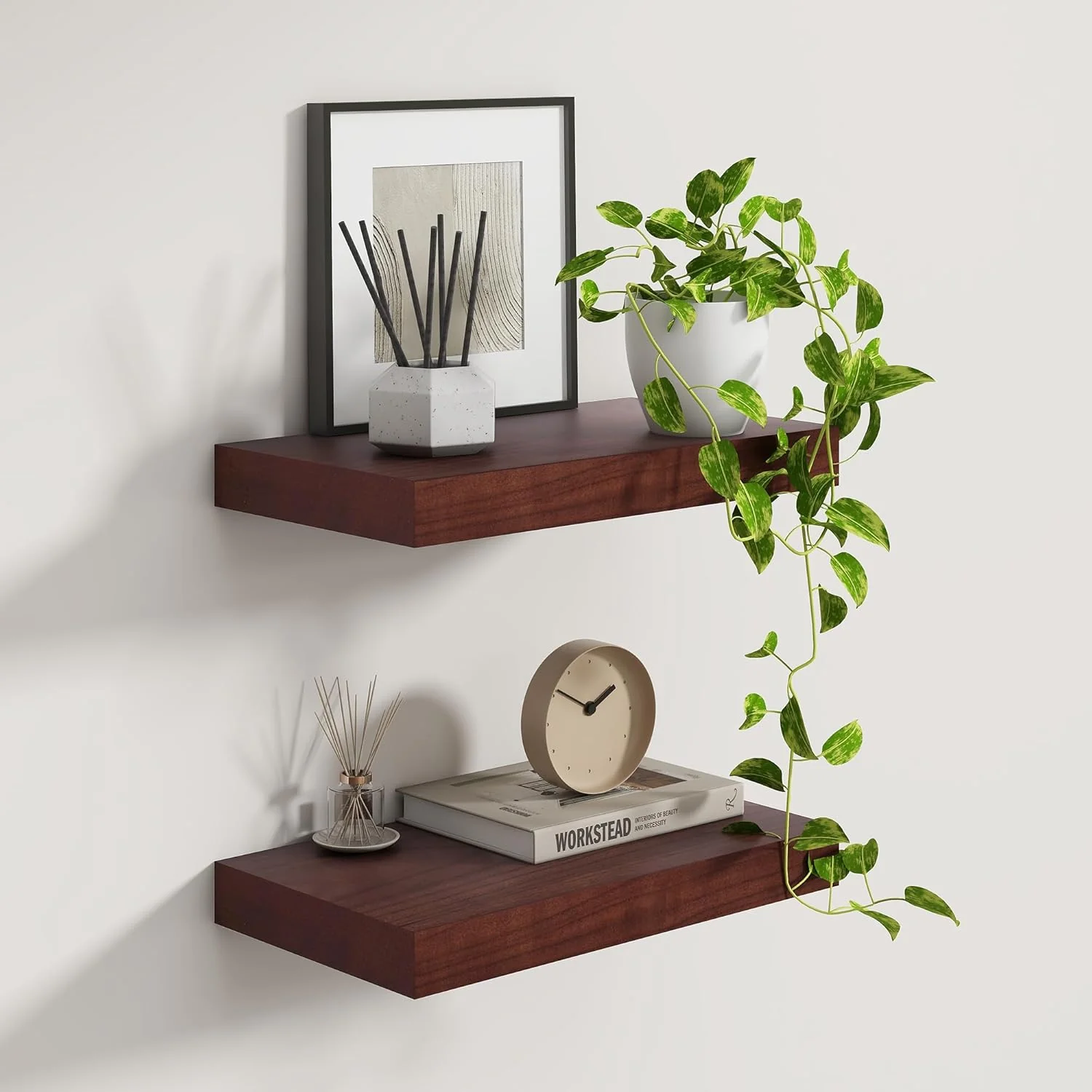 Quality Fun Memories 9 Inch Deep Floating Shelves Rustic Solid Wood Floating Shelf 16 Inch Long 16 x 9 Wide Bathroom Shelves for Storage Display Green