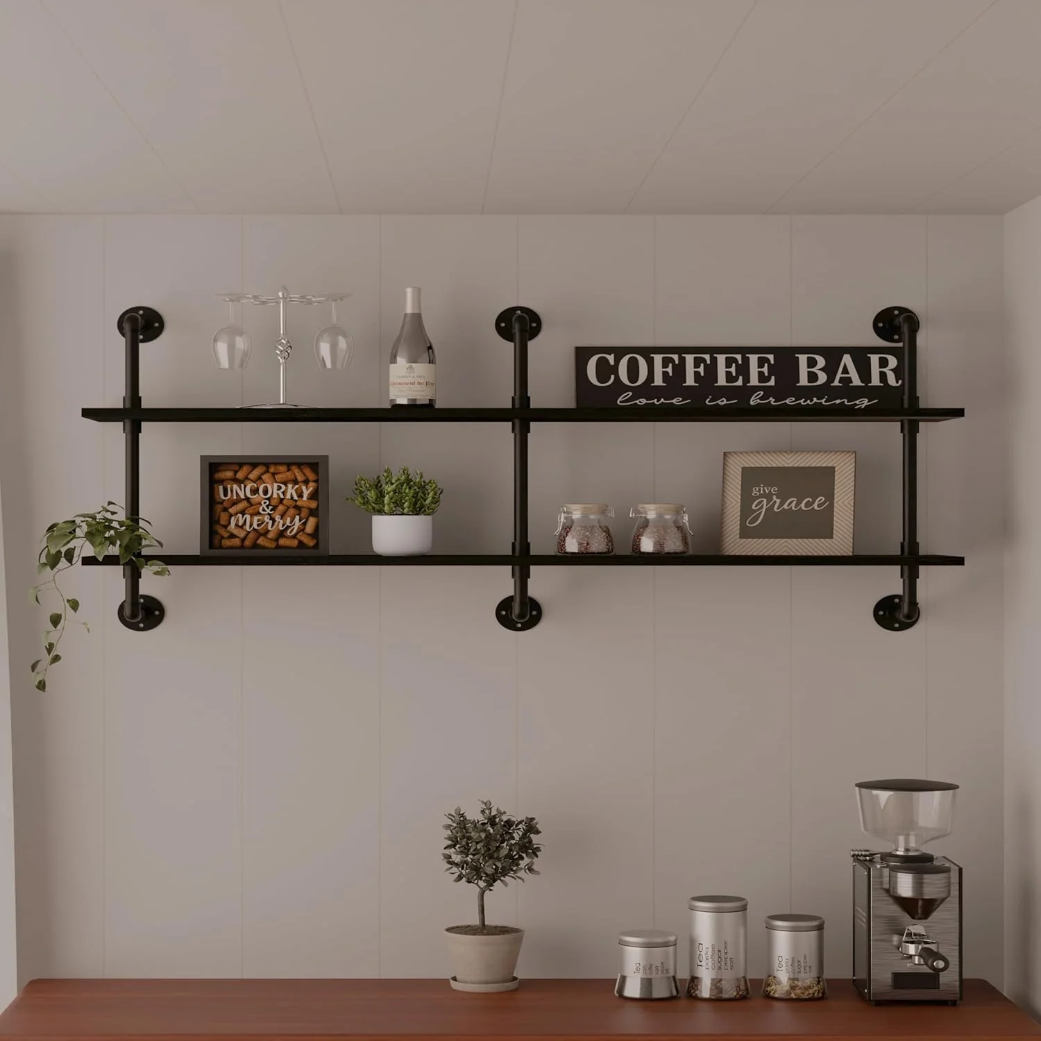 Responsible Industrial Pipe Shelf Shelving Bookcase Wall Mounted Rustic Bookshelf Floating Bookshelves for Wall Recyclable
