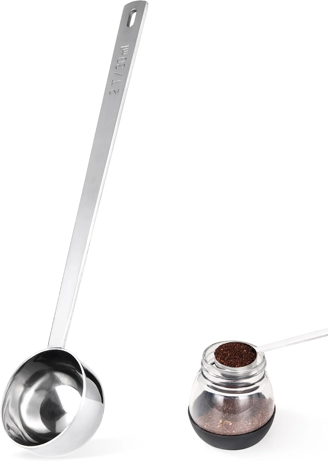 Green Long Handle Coffee Scoop 18 8 Stainless Steel Food Grade Measuring Spoon Durable for Coffee Beans Powders Sugar Long Metal Scoop Tablespoon for Easy Container Reach 8.6in 2tbsp Functional
