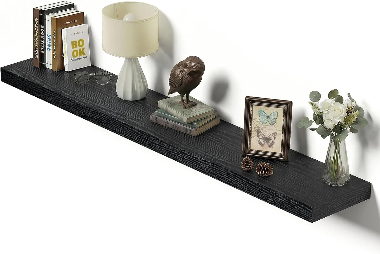 Responsible Vivelove Single Floating Shelves 48x10 Set of 1 Black Breathable