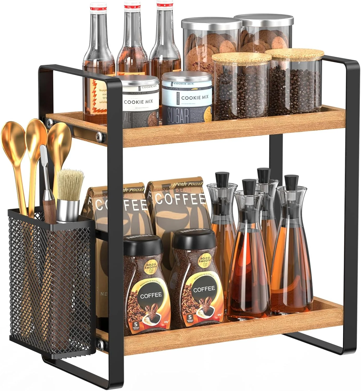Sophisticated Lemikkle Coffee Bar Accessories and Coffee Mug Cup Holder kitchen organizers and storage Spice Rack Organizer for Countertop Kitchen basket Fine Crafted