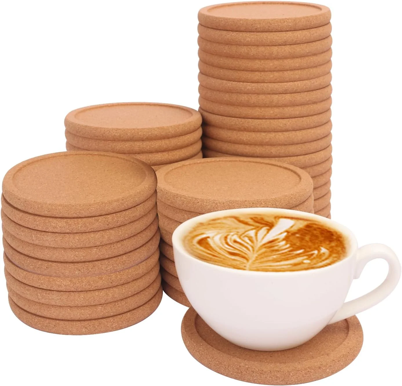 Convenient 60 Pack 4 Inch Round Cork Coasters with Lip Absorbent Cork Coasters for Drinks Crafts DIY Projects Wine Glass Mug Coffee Cup Proven