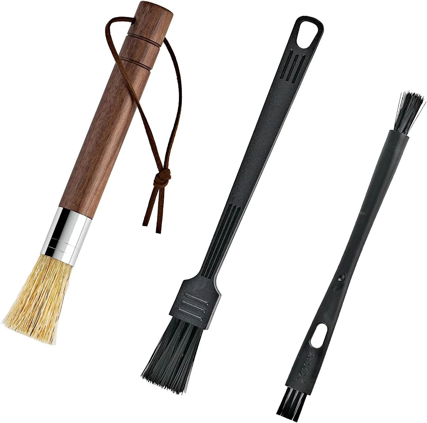 Reliable Coffee Grinder Cleaning Brush Set Espresso Machine Brush Cleaner Tool with Walnut Wood Handle and Natural Bristles for Barista Home Kitchen High-Grade