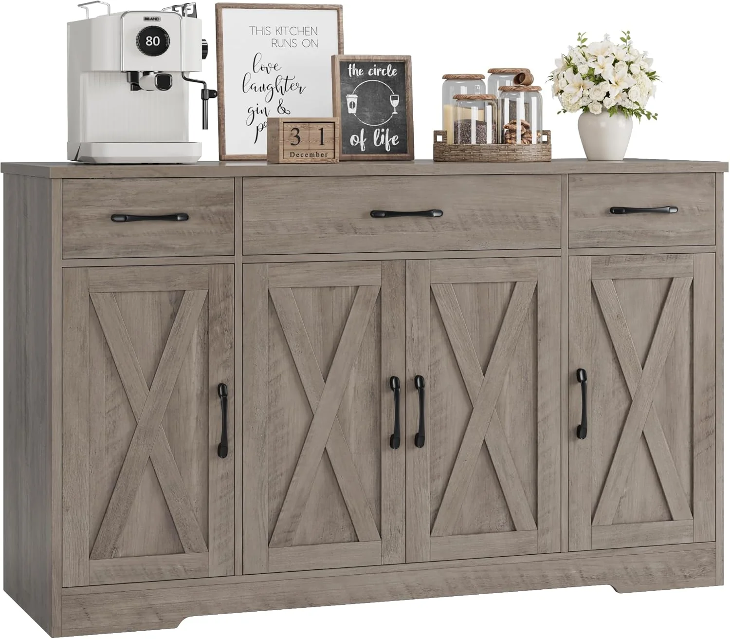 Efficient Hostack Buffet Sideboard Cabinet with Drawers 55 Large Buffet Storage Cabinet with Shelves and Doors Pure