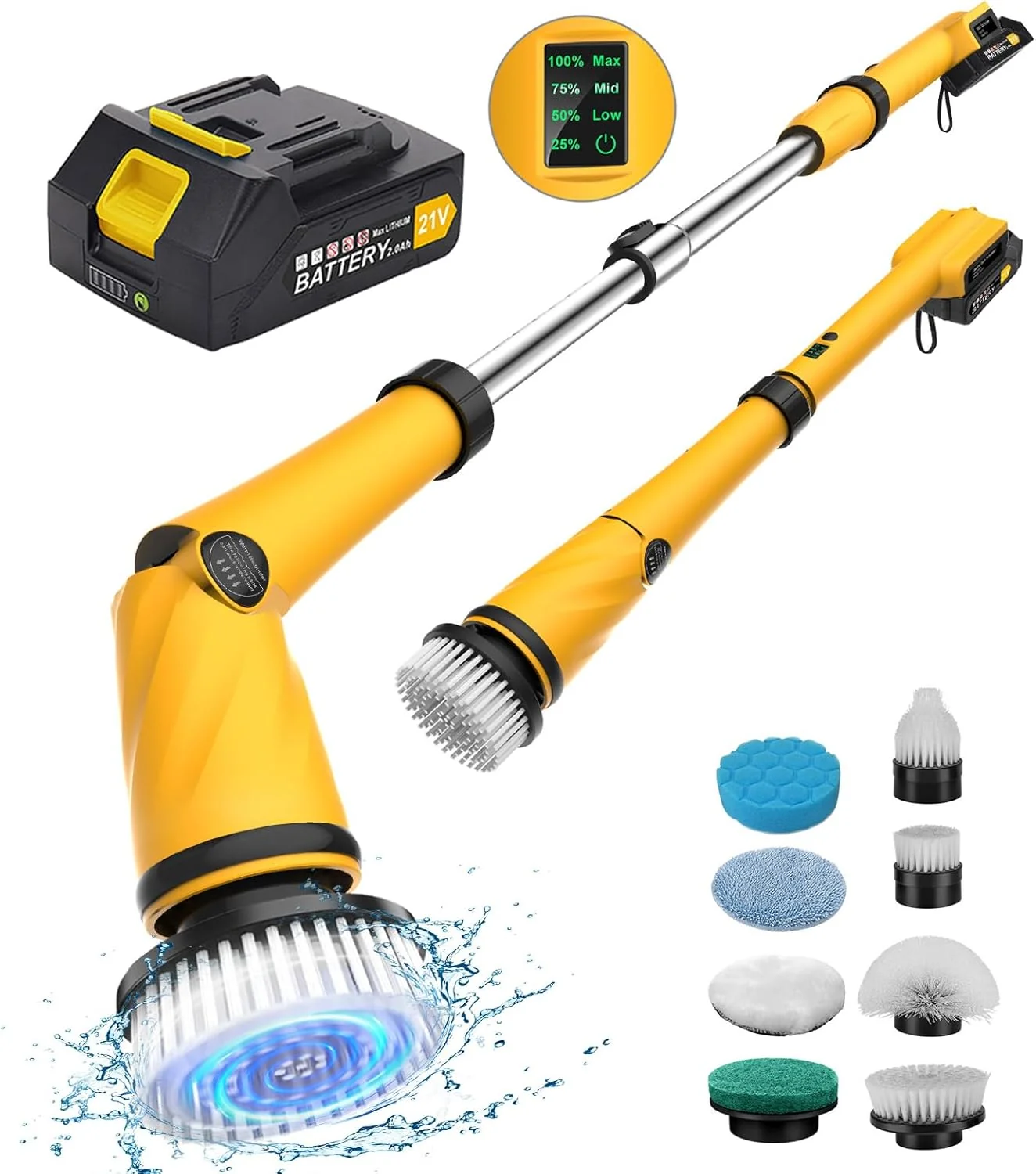 Official Qimedo Upgrade 1200 RPM Battery Electric Spin Scrubber Highly Powerful Cordless Cleaning Brush with Smart Display Minimalist