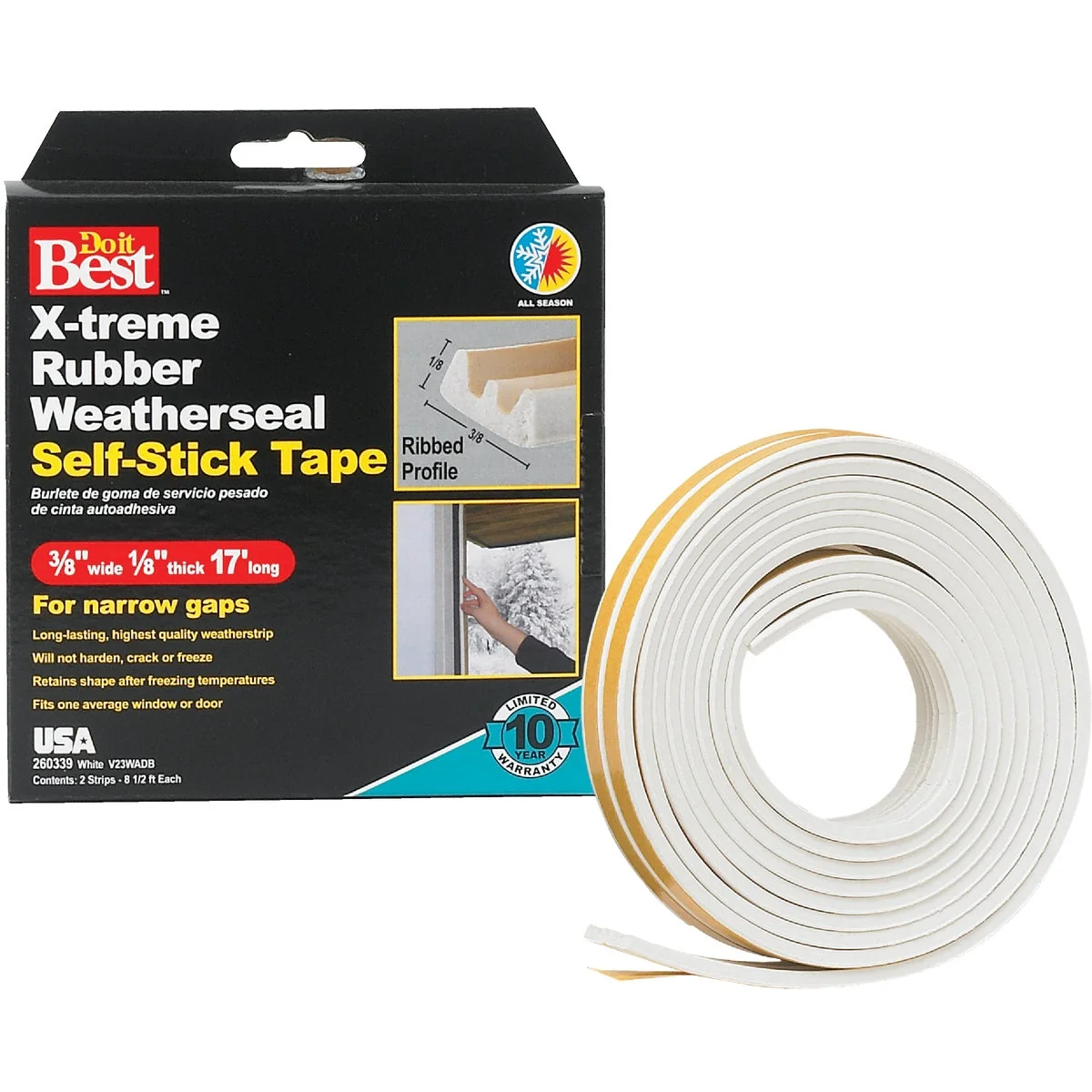 Sustainable Do it 3 8 In. x 17 Ft. White Narrow Weatherseal Tape Artisan