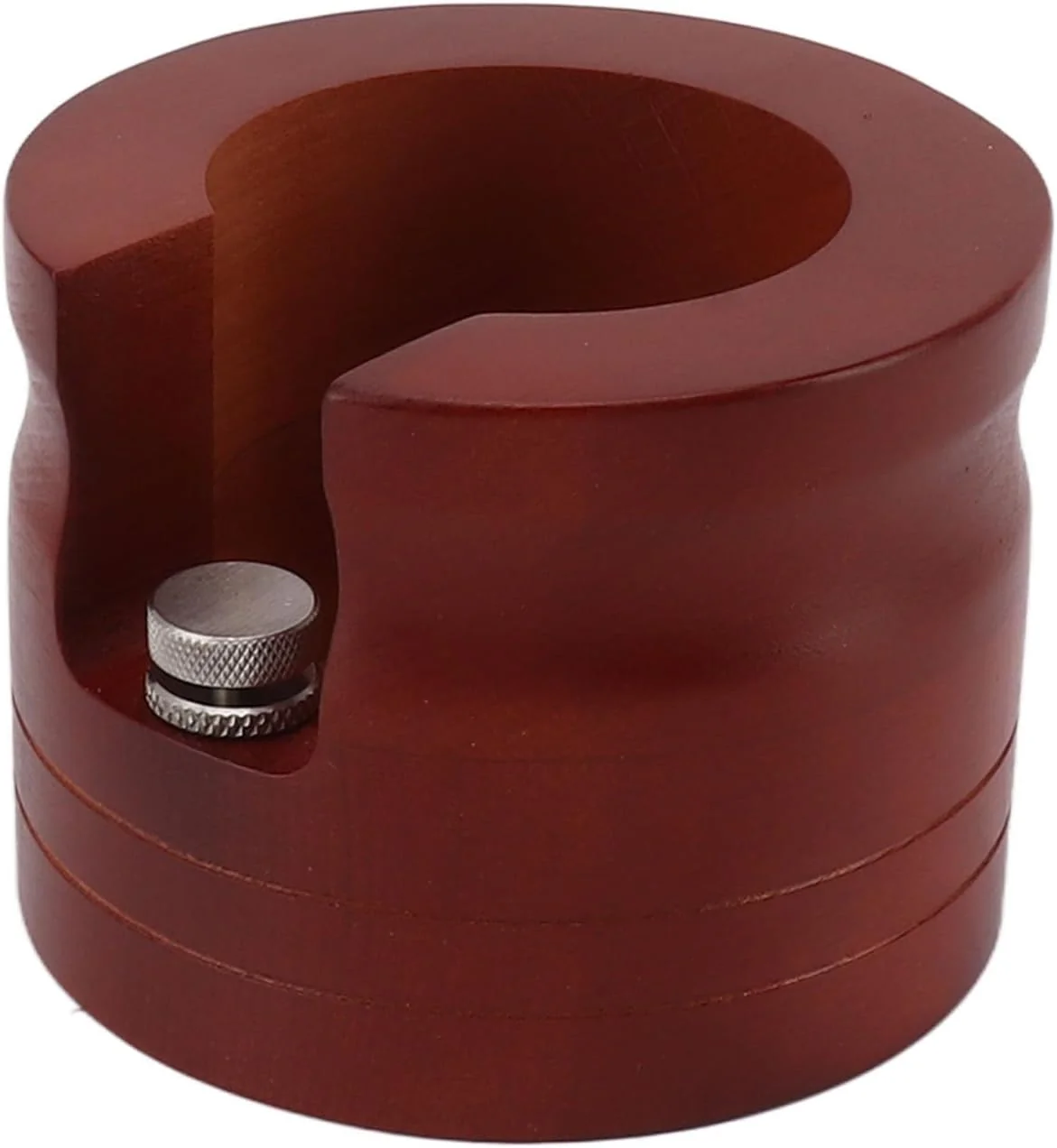 Environmentally Friendly Elegant Wooden Coffee Portafilter Holder Stand Round Red Bottomless Portafilter Tamping Station for Home Bar 51mm 54mm 58mm 58mm Next-Generation