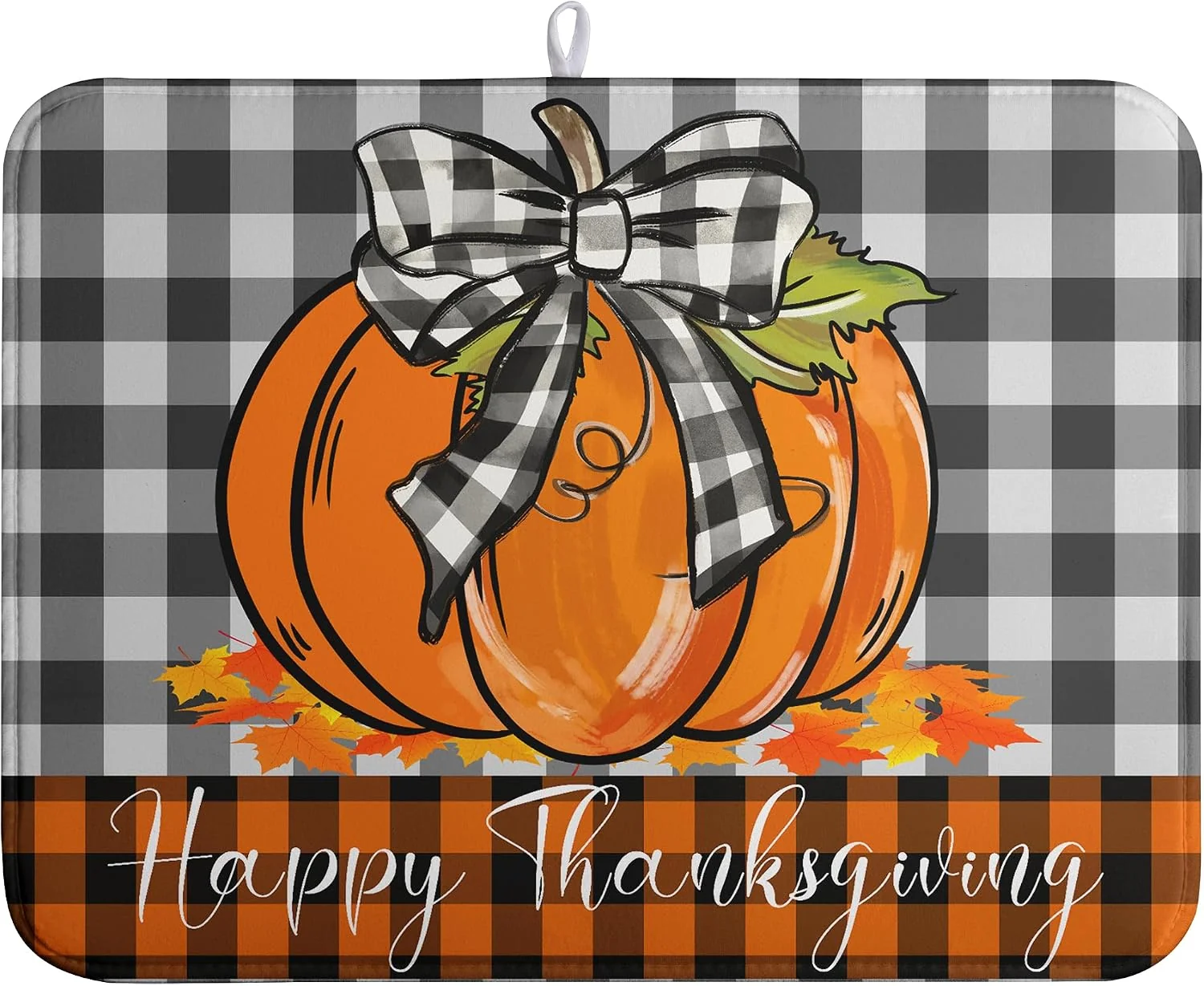 Genuine Fall Pumpkin Dish Drying Mats Thanksgiving Kitchen Drying Mat Buffalo Plaid Microfiber Large Dish Dryer Pad Maple Leaves Absorbent Dishes Drain Matt XL Washable Foldable 18x24 in Sophisticated