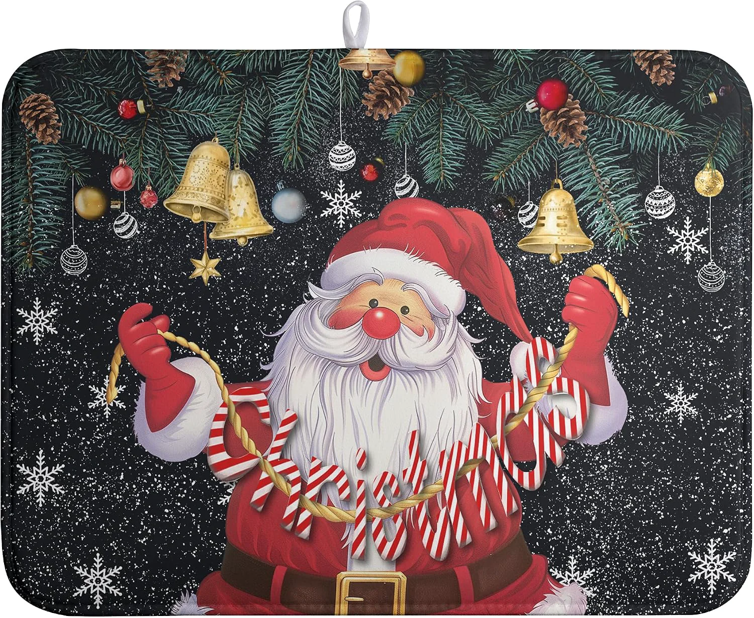 High-Quality Christmas Santa Claus Dish Drying Mat Winter Drying Dish Mat for Kitchen Countertops Xmas Dish Dryer Mat Microfiber Dishes Drainer Pad Dish Drying Pad 18x24 in Excellent
