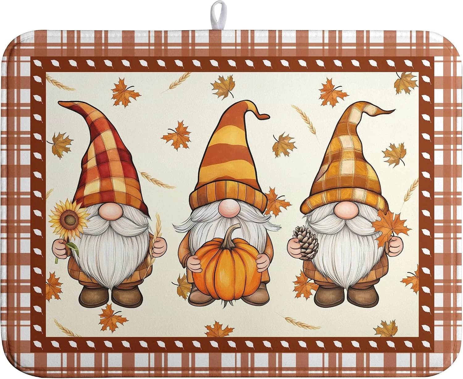 High-Performance Fall Pumpkin Gnomes Dish Drying Mat Maple Leaves Autumn Large Kitchen Mats Dish Drying Pad Absorbent Dish Dryer Mat for Kitchen Countertops Microfiber Drainer Pad Dish Drying Mats 18x24 in World-Class