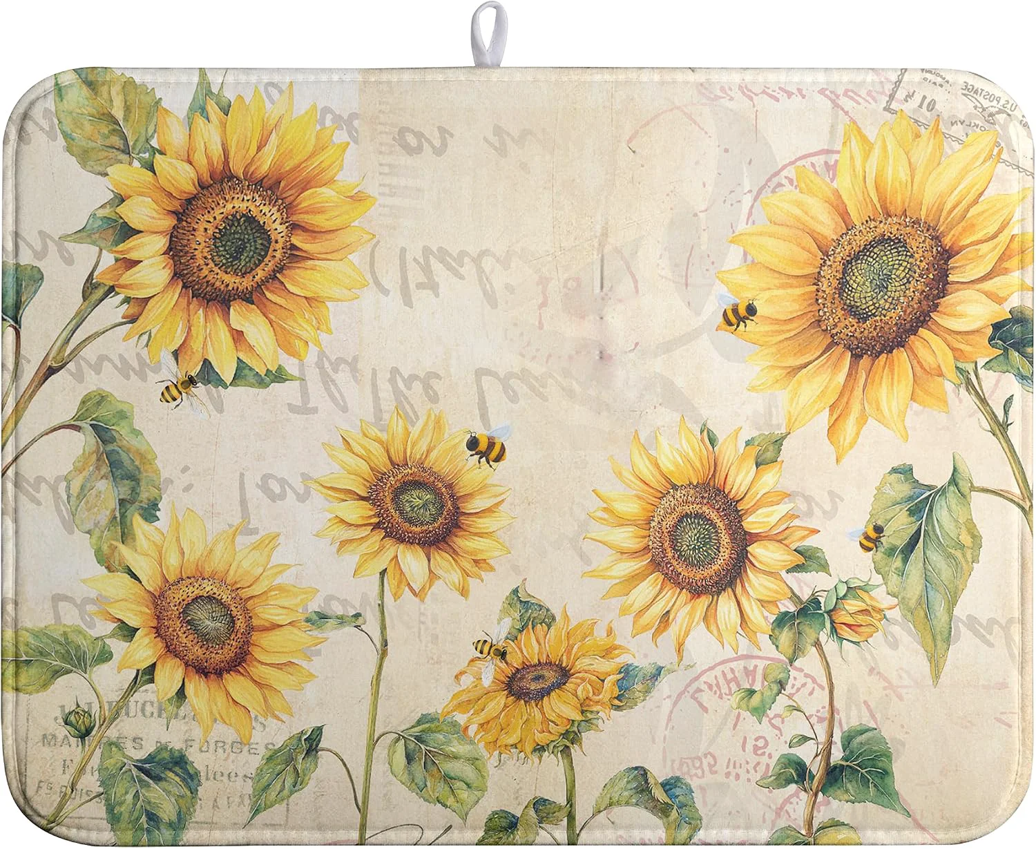 High-Performance Spring Summer Dish Drying Mat Sunflower Kitchen Dish Drying Pad Absorbent Vintage Drying Mat for Countertops Dish Dryer Mat Microfiber Dishes Drainer Pad Dish Drying Rack Mat 18x24 in Fine