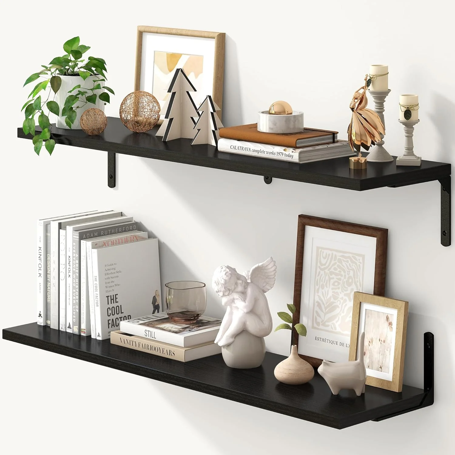 Exceptional Fun Memories Deep Floating Shelves 36W x 8D Floating Shelves Set of 2 Wall Mounted Shelf with Metal Brackets Rustic Wood Wall Shelf for Bathroom Superior