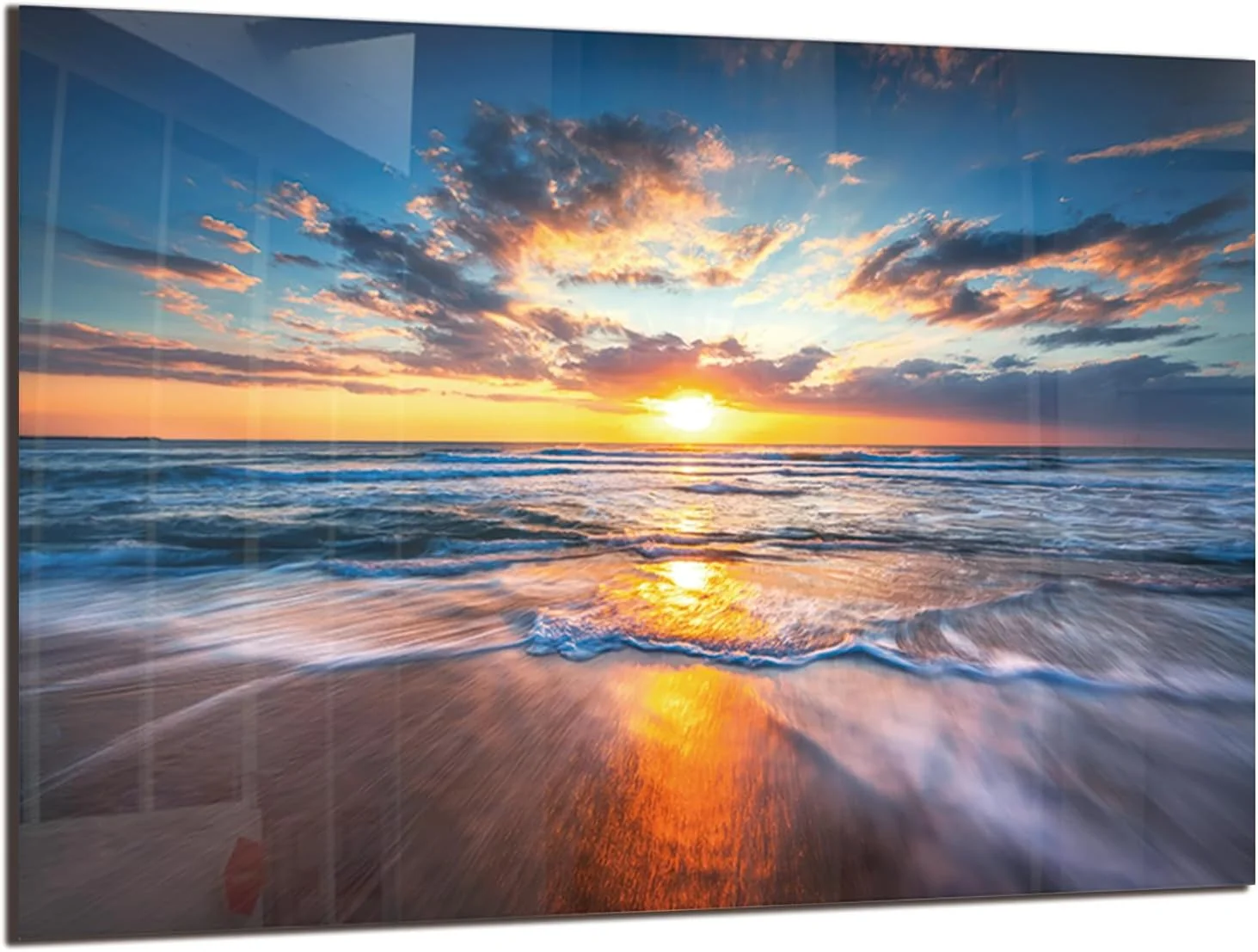 Organic DAIFURONGE Tempered Glass Backsplash for Kitchen Sea Beach Design 30 x20 Behind Stove Back Splash Panel Protector Easy to Clean Kitchen Wall Decorative Healthy