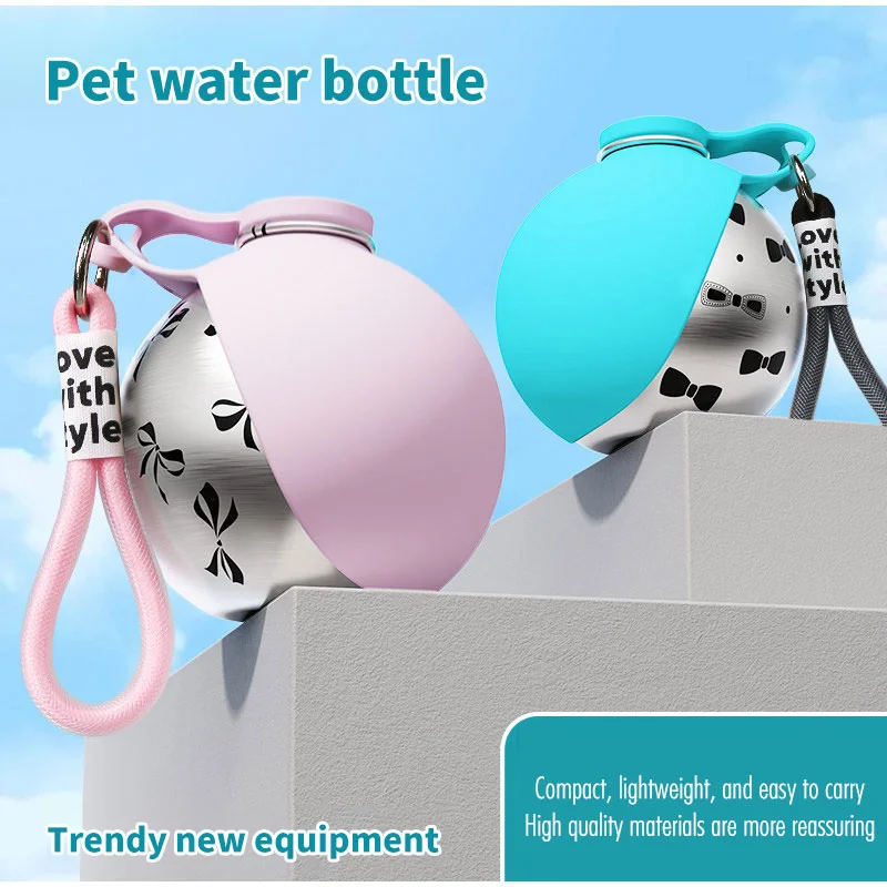 Outstanding 2-in-1 Foldable Dog Water Bottle with Bowl Lanyard – 285ml Leakproof Travel Drinking Cup Specialty