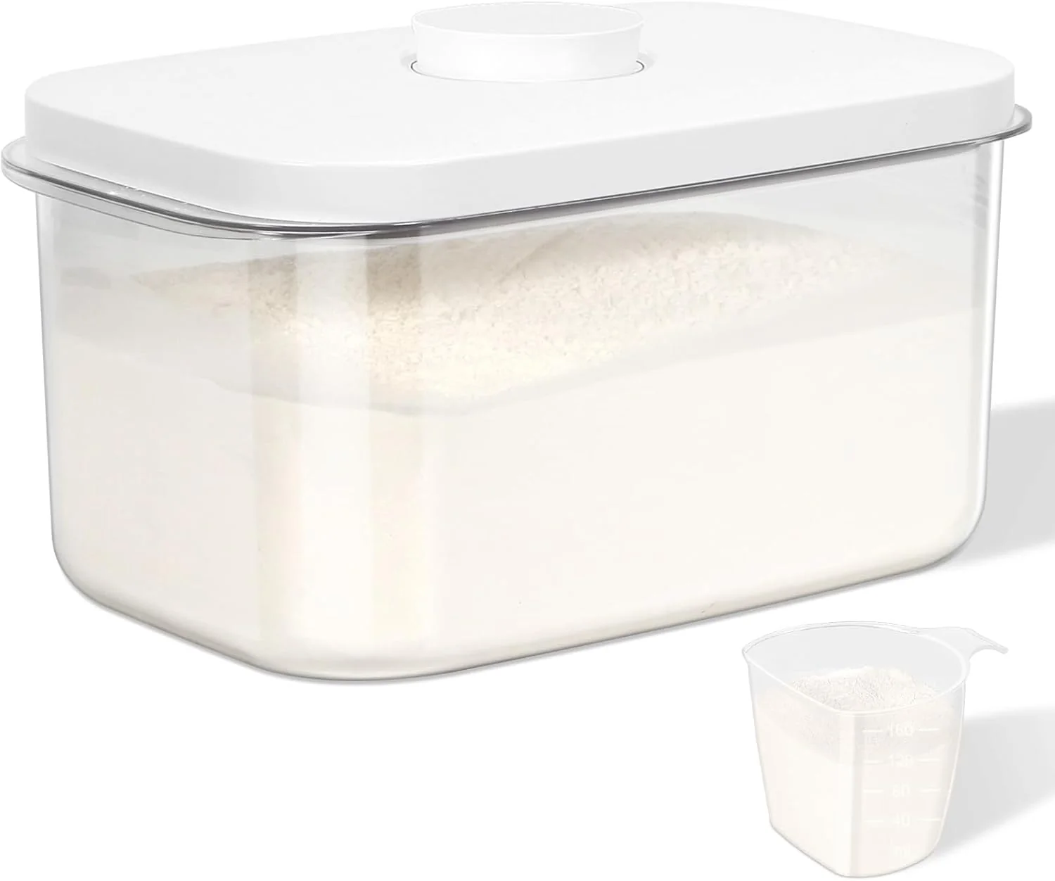 Next-Generation Airtight Flour Container 12 Lbs Clear PET Plastic Food Storage Container Bin with Pop Up Lids For Rice Flour Sugar Artisan