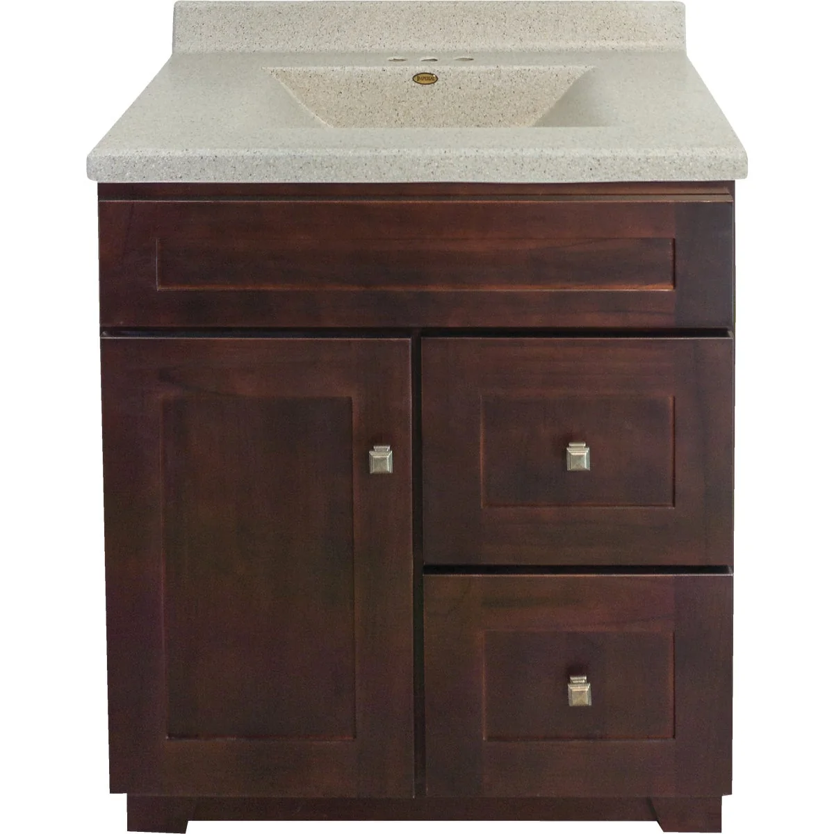 Dependable CraftMark CherryVale Shaker Cherry 30 In. W x 34 In. H x 21 In. D Vanity Base 1 Door 2 Drawer Fine Crafted