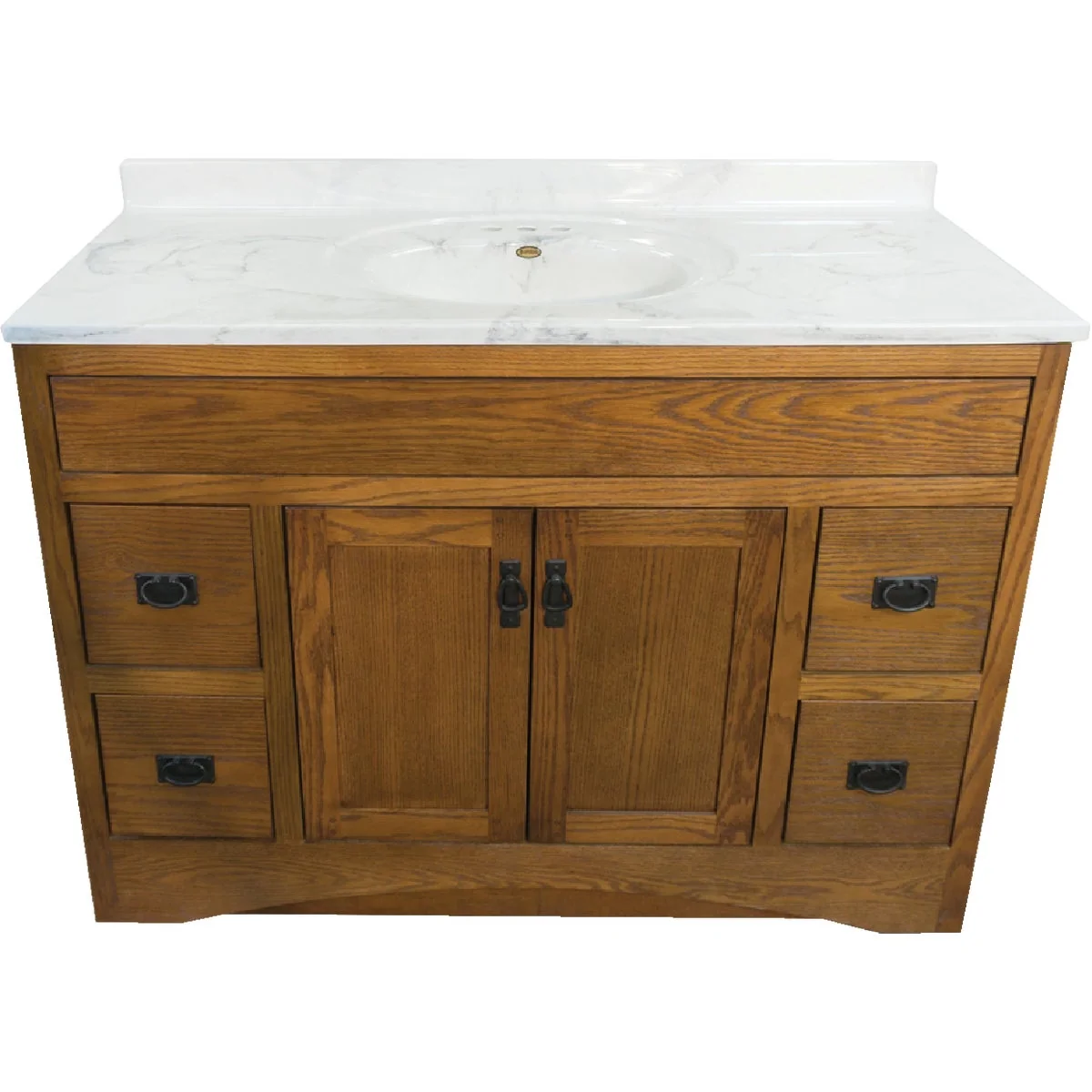 Specialty CraftMark Craftsmen Estate Oak 48 In. W x 34 In. H x 21 In. D Vanity Base 2 Door 4 Drawer Fine Crafted