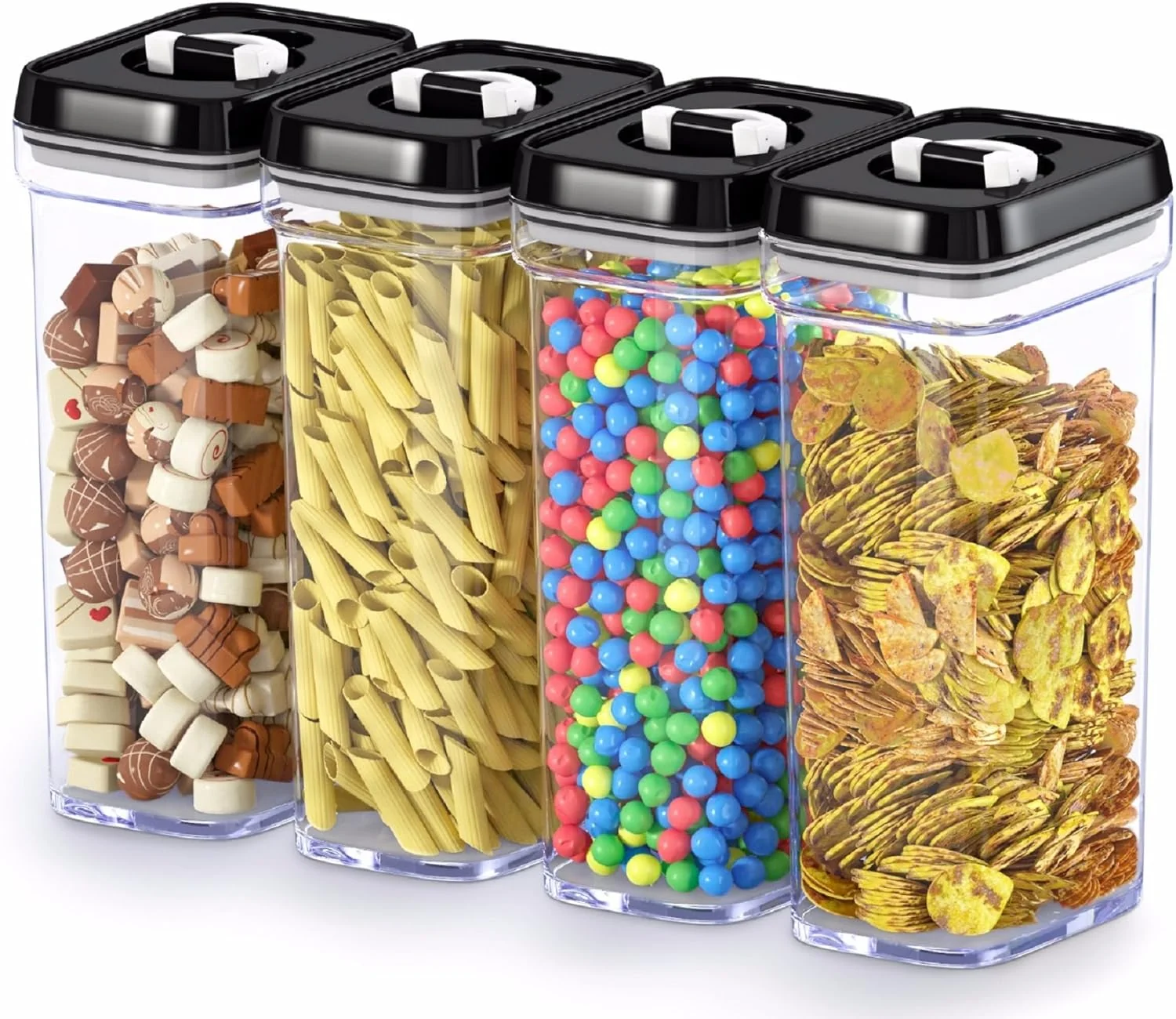 Pure Dwëllza Kitchen Airtight Food Storage Containers with Lids – 4 Piece Set Air Tight Kitchen Storage Containers Clear Pantry Organization and Storage Environmentally Friendly