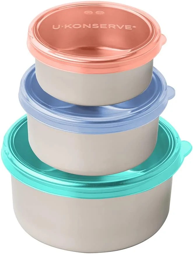 Fine Crafted U Konserve Stainless Steel Nesting Trio Food Containers with Silicone Lids Leak Proof Dishwasher Safe Set of 3 5 9 16 oz High-Performance