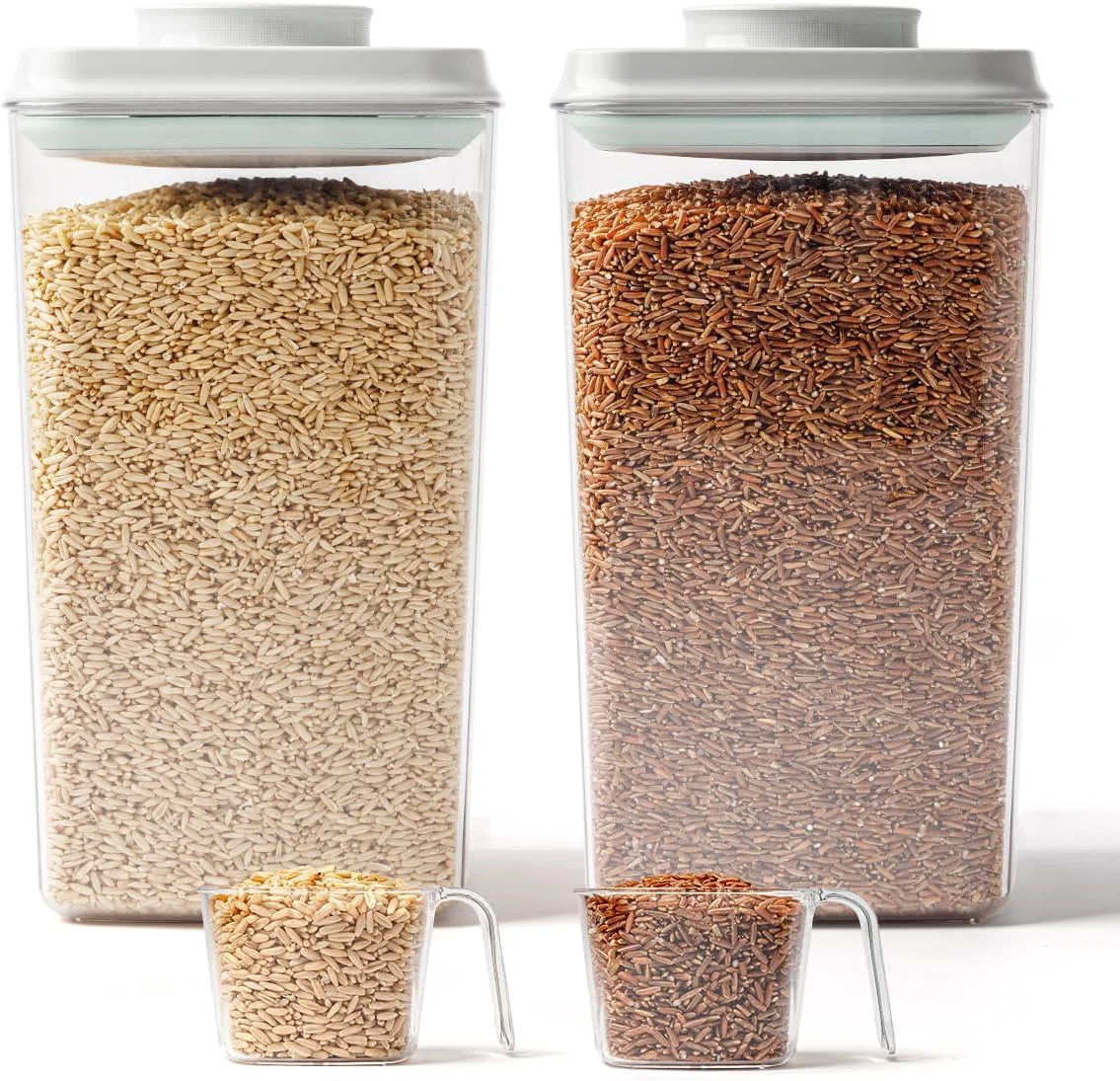 Secure Ce Containers Storage 2 Pack Rice Holder 4.22 Qt - 6 Lbs Food Storage Container Bin with Pop-up Lid for Rice Flour Sugar Professional