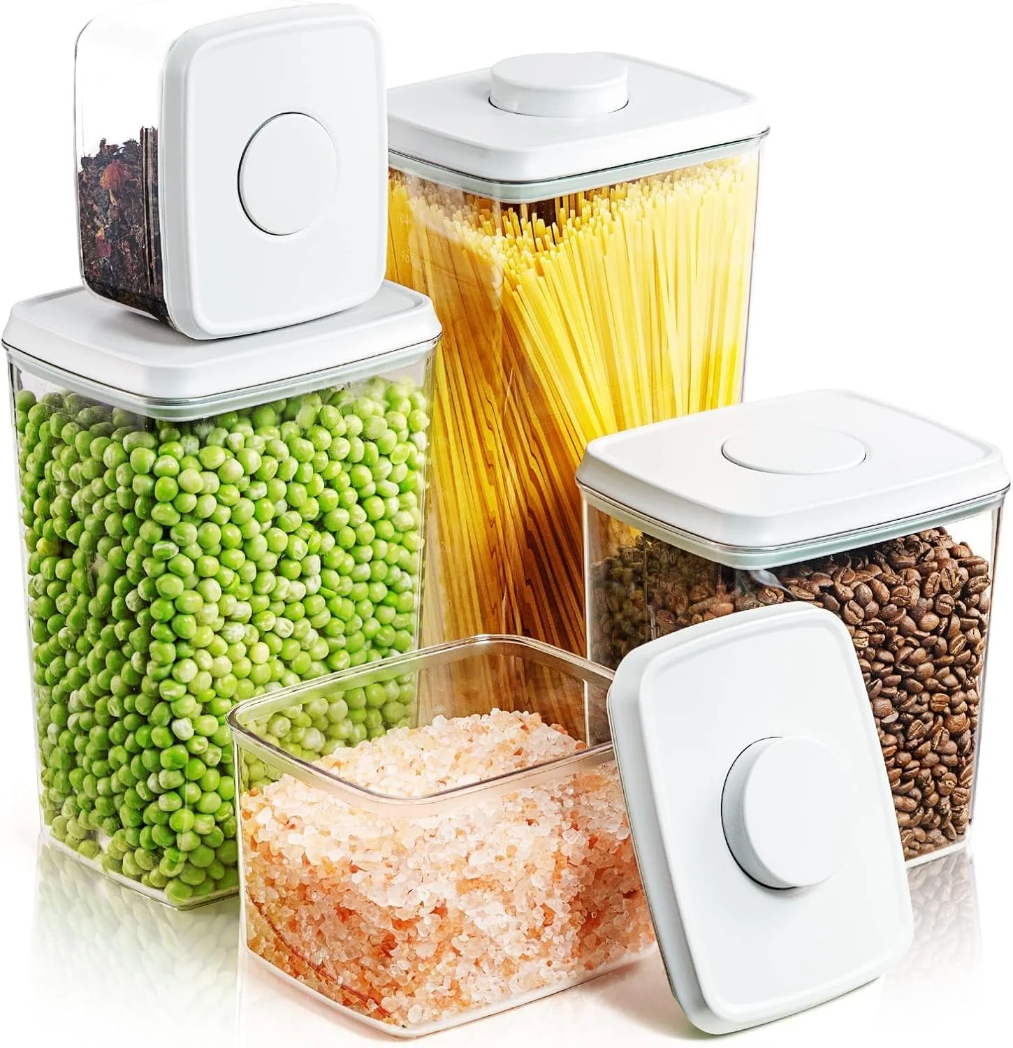 Detailed Pop Up Lid Food Storage Containers Clear Storage Containers for Pantry Airtight Kitchen Containers Storage Set - 5 Pack for Ce Flour and Sugar Outstanding
