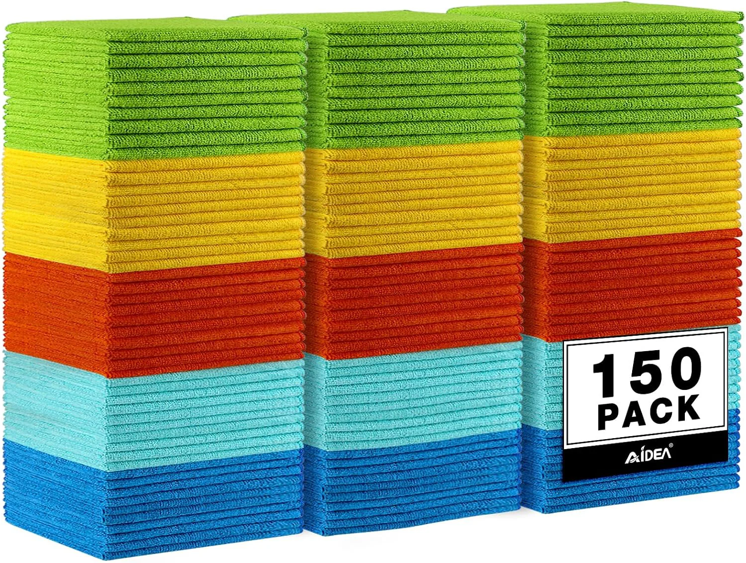 Organic AIDEA Microfiber Cleaning Cloth-150PK Microfiber Towels for Cars 12 ×12 Excellent