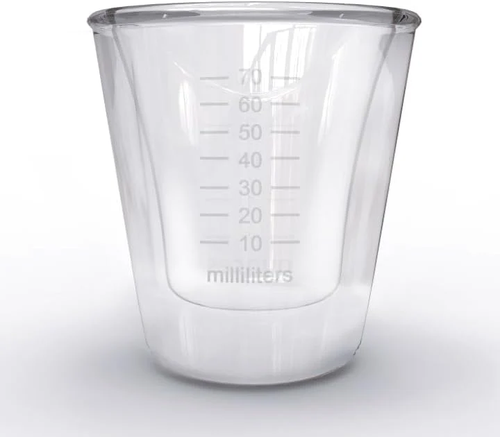 Refined Rattleware Double Wall Graduated Glass Espresso Shot Measuring Cup 3 Oz - Premium Glass Construction for Precision and Stability Natural