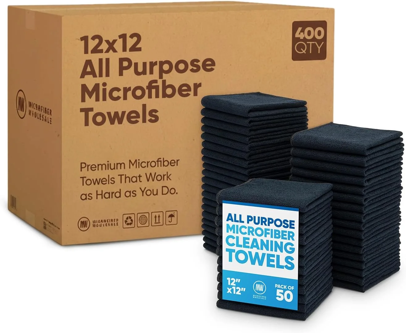 Minimalist Microfiber Whole Bulk Black Microfiber Towels 12 x 12 Case of 400 – High-Density All-Purpose Cleaning Cloths for Car Washes Auto Shops amp Professional Cleaning – No Fraying Reusable Long-Lasting Healthy