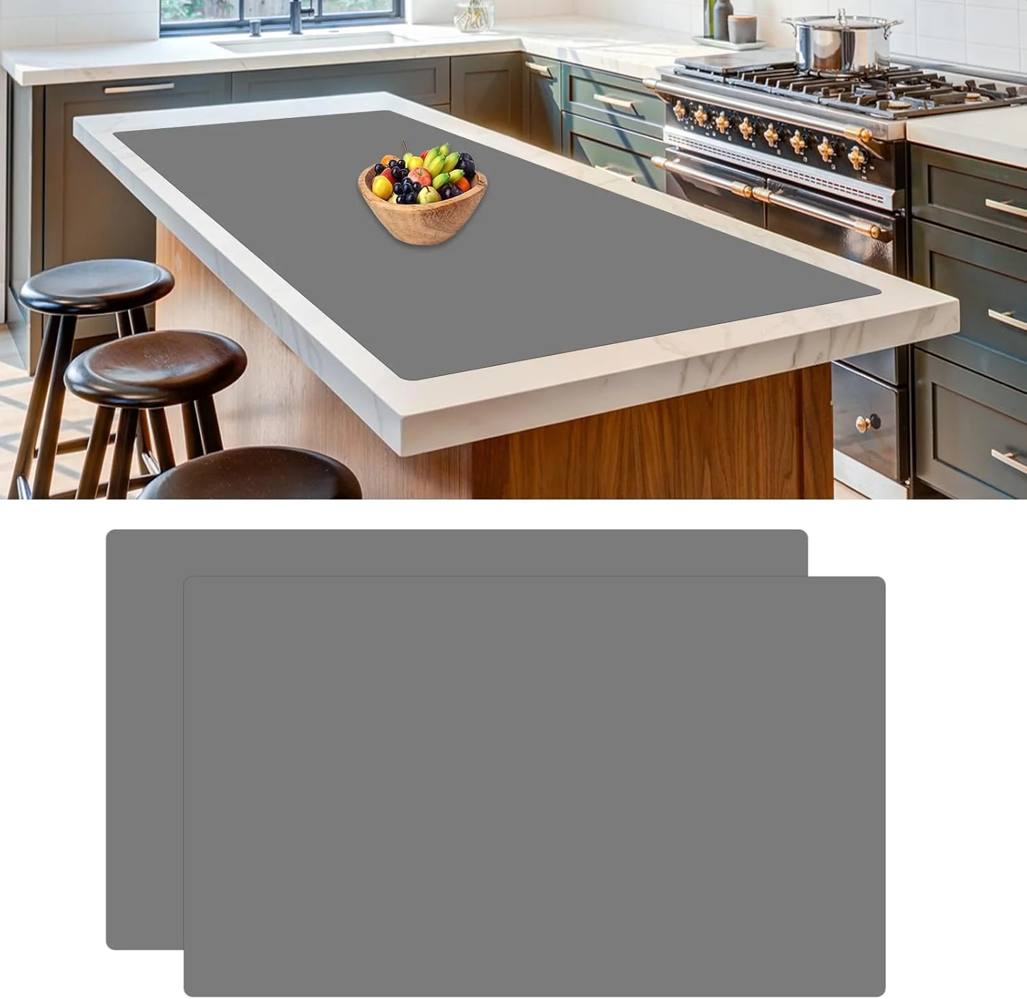 Easy-to-Use 2 Pack Large Silicone Mats for Kitchen Counter 36''x24'' 90cmx60cm Heat Resistant Mat for Kitchen Island Unique