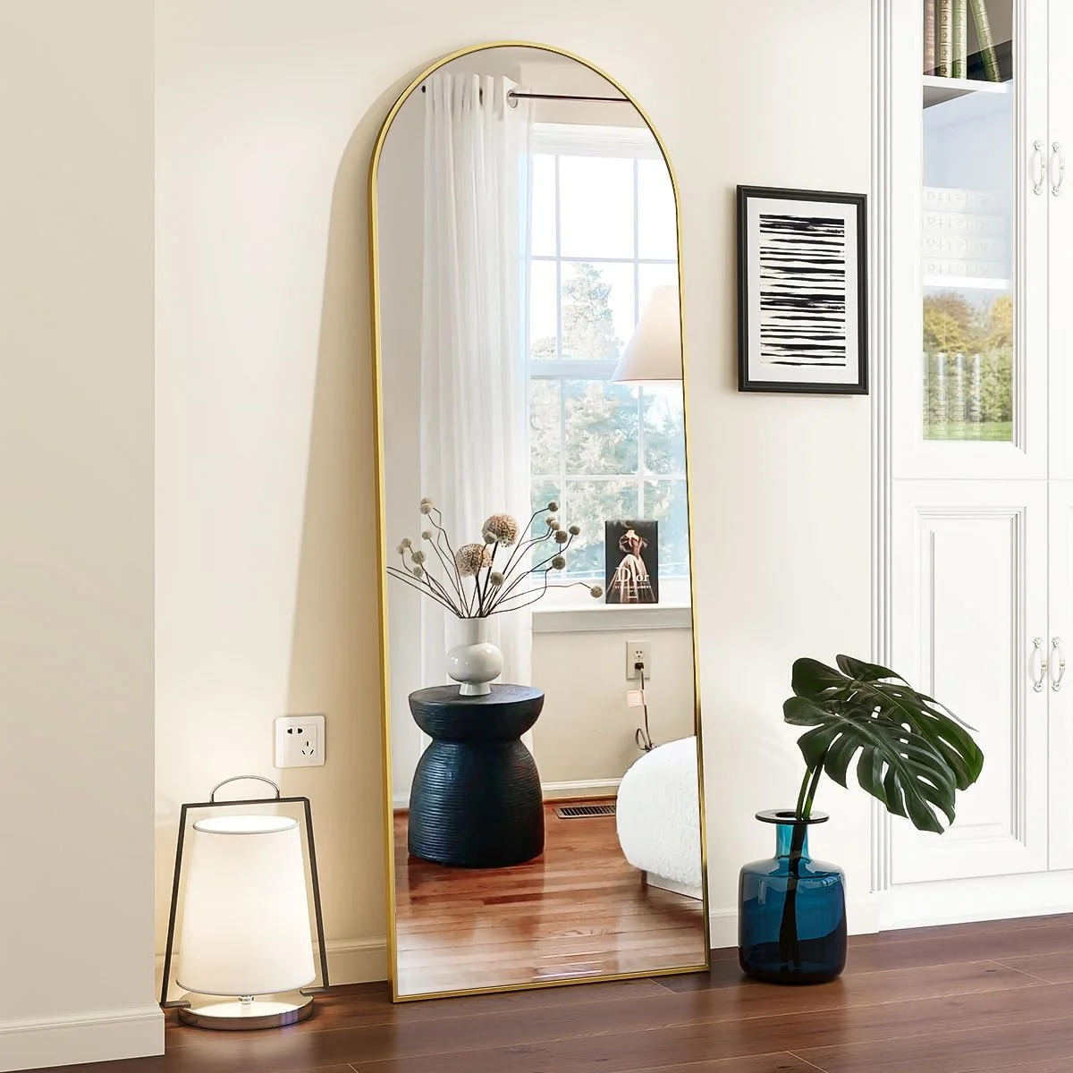 Genuine VooBang 18 x 58 inch Arched Full Length Mirror Gold Arch Floor Mirror Full Length with Stand Full Body Standing Mirror for Living Room Bedroom Specialty