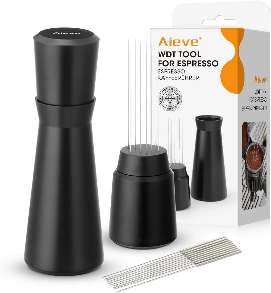 Environmentally Friendly Aieve WDT Tool Espresso Metal Distribution Tool with 10 x 0.4mm Stainless Steel Needles Espresso Stirrer Refined