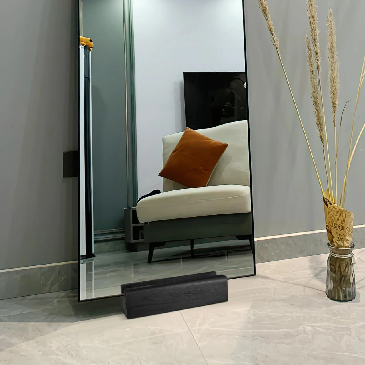 Modern Baluue Wood Floor Mirror Stand for Full Length Mirror Base Stable Support Stop with Non-Slip Pads for Home Wedding Sign amp Art Gallery Frames Up to 1.38 Pure