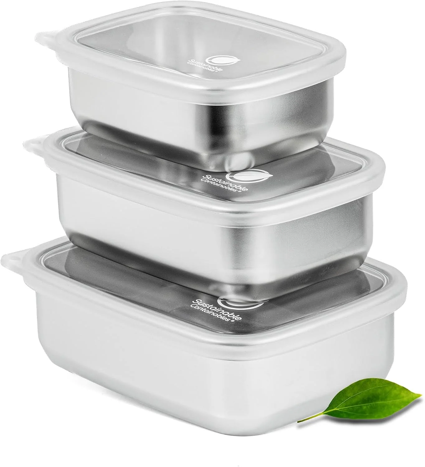 Specialty Stainless Steel Food Storage Containers with Clear Platinum Silicone Lids Airtight Leakproof 18 8 304 Food Grade SS Nested 3Pk 20 30 40 oz Plastic- Crafted