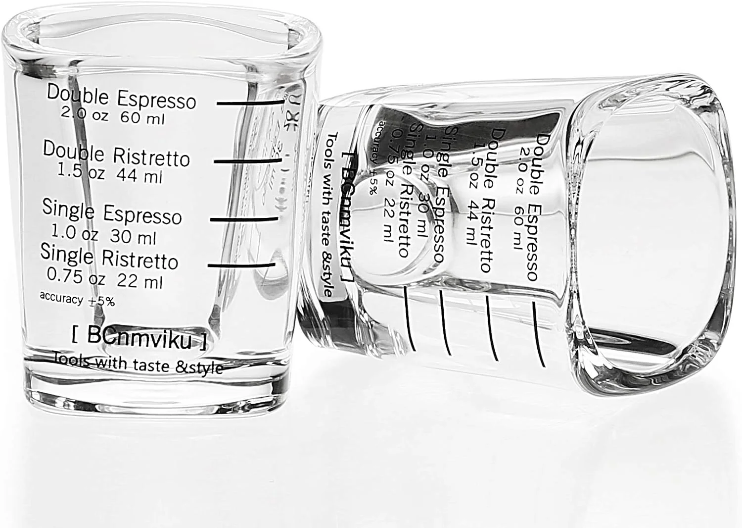 Fine Crafted BCnmviku Espresso Shot Glasses Measuring Cup Liquid Heavy Glass for Baristas 2oz for Single Shot of Ristrettos 2 pack Trusted