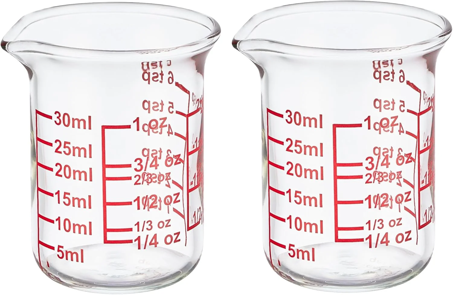 Outstanding Ackers BORO3.3 Glass Measuring Cups with V-Spouts 30 ml 1 oz 2 Pack Artisan
