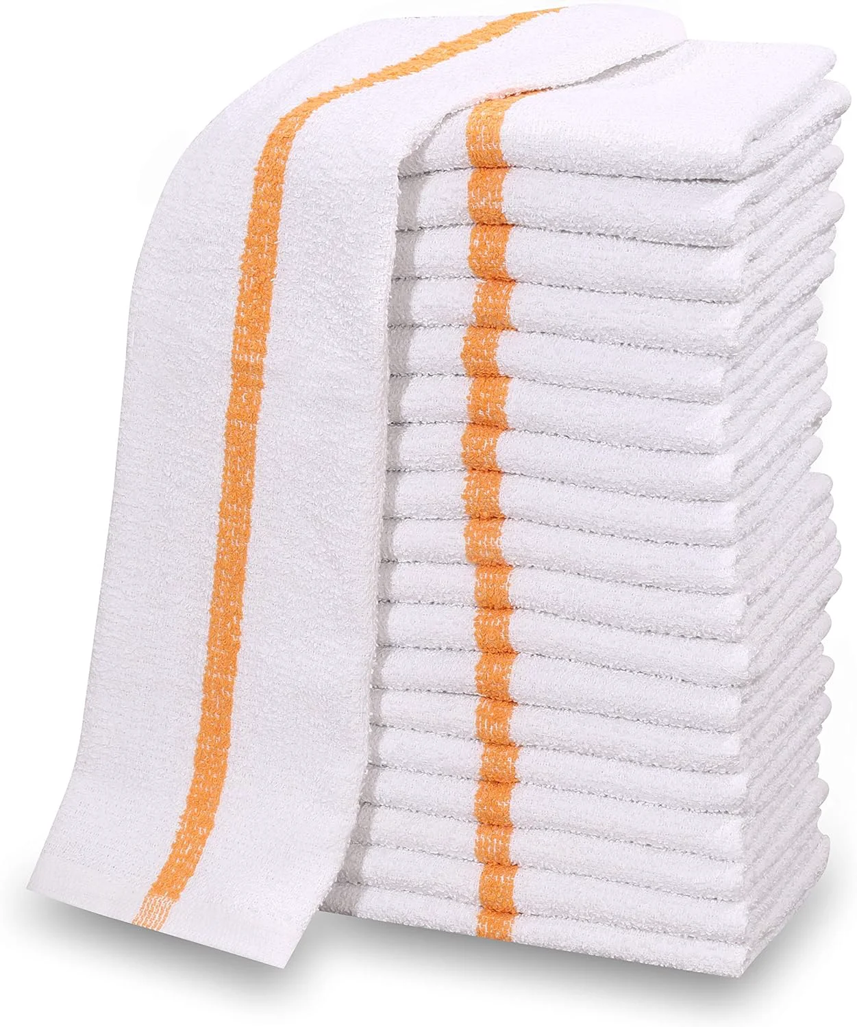 Quality New Cotton Blend White Restaurant Bar Mops Kitchen Towels 36 Gold Stripe Authentic