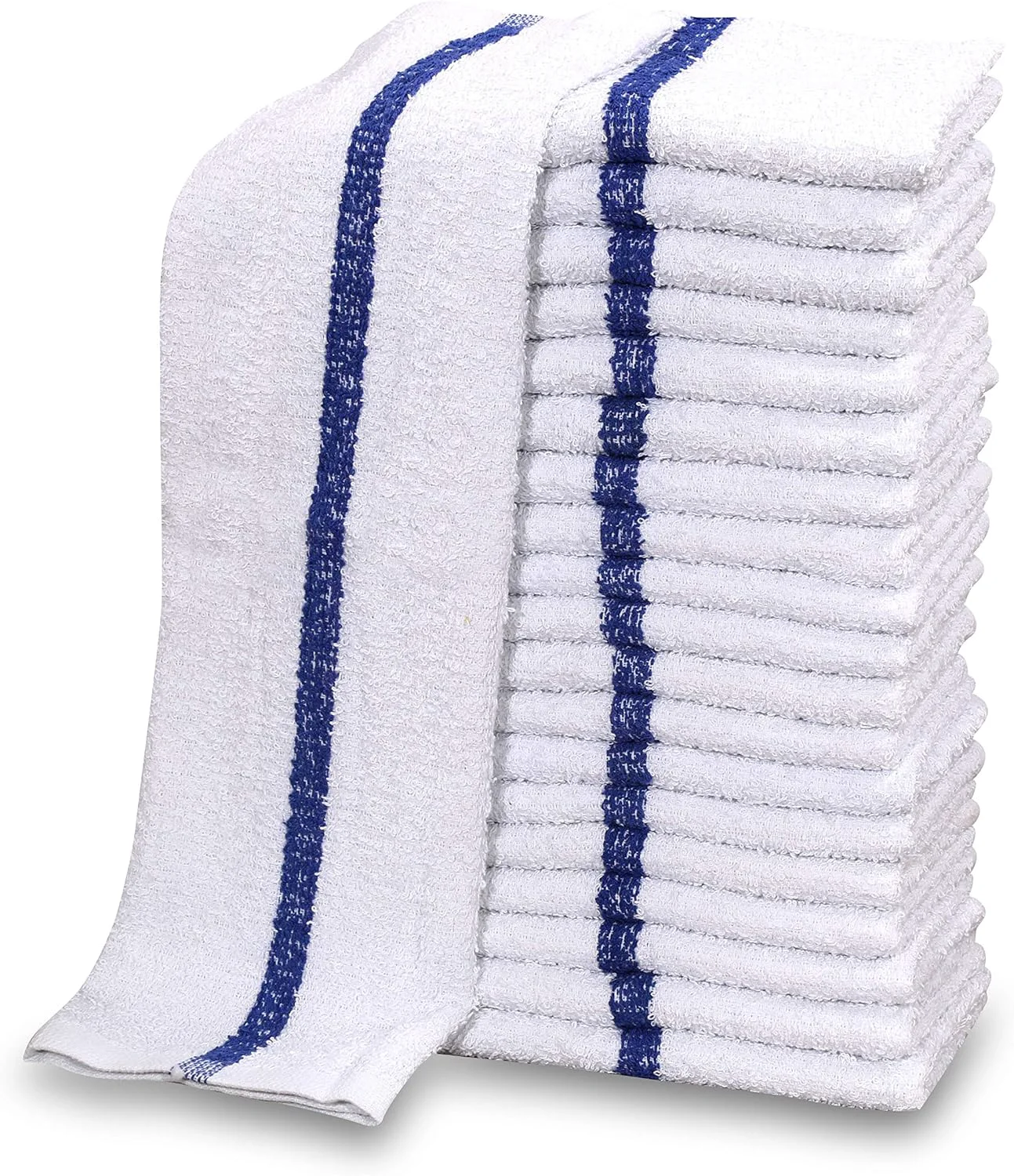 Recyclable Gold Textiles 60 PC New Cotton Blend White Restaurant Bar Mops Kitchen Towels 28oz 5 Dozen 60 Blue Stripe Soft