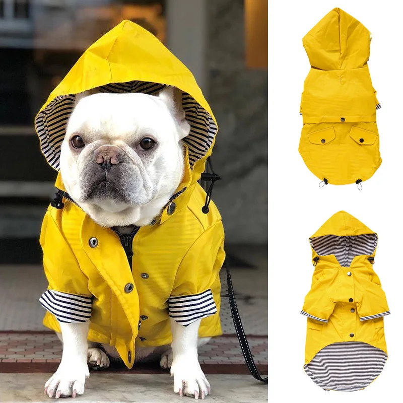 Responsible Waterproof Striped Raincoat for Dogs Recyclable