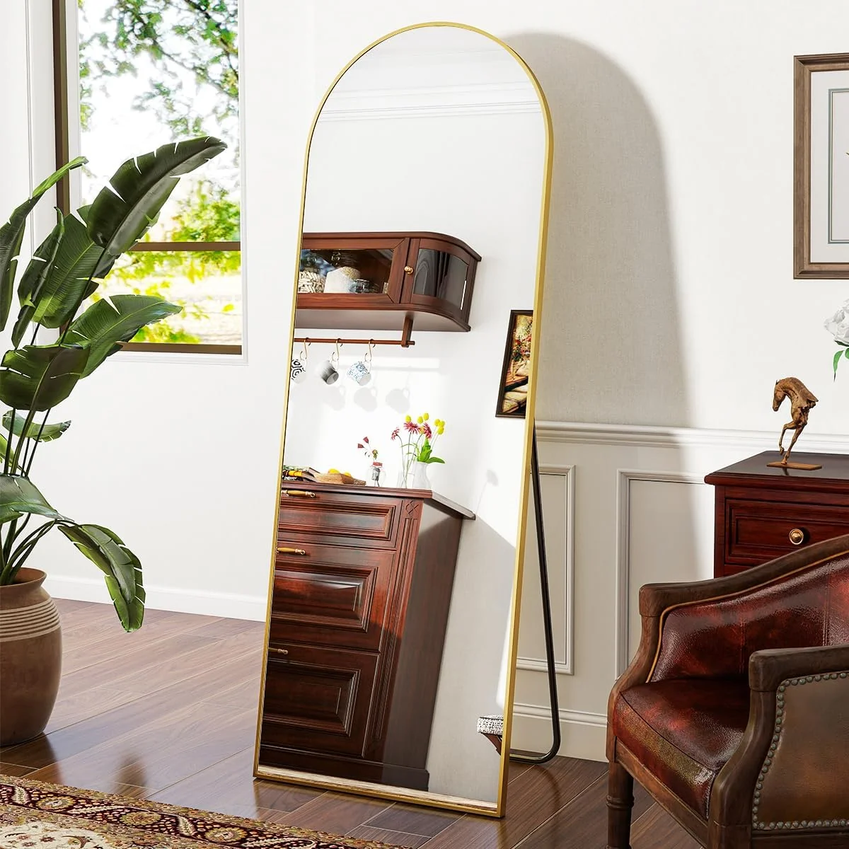 Responsible VooBang 21 x 64 inch Arched Full Length Mirror Gold Arch Floor Mirror Full Length with Stand Full Body Standing Mirror for Living Room Bedroom Selected