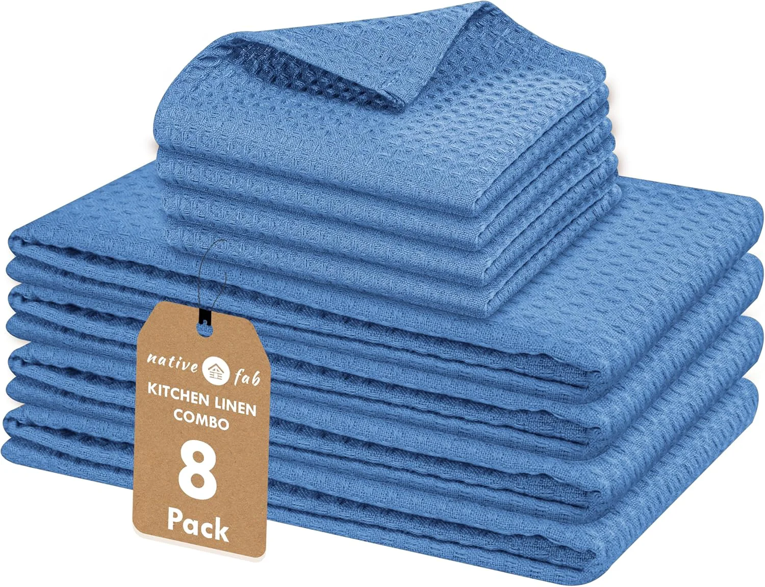 Functional Native Fab 8 Piece Cotton Dish Towel Dishcloths Set - Ultra Absorbent Quick Drying Durable Cloths for Cleaning Cooking Baking - I for Home Detailed