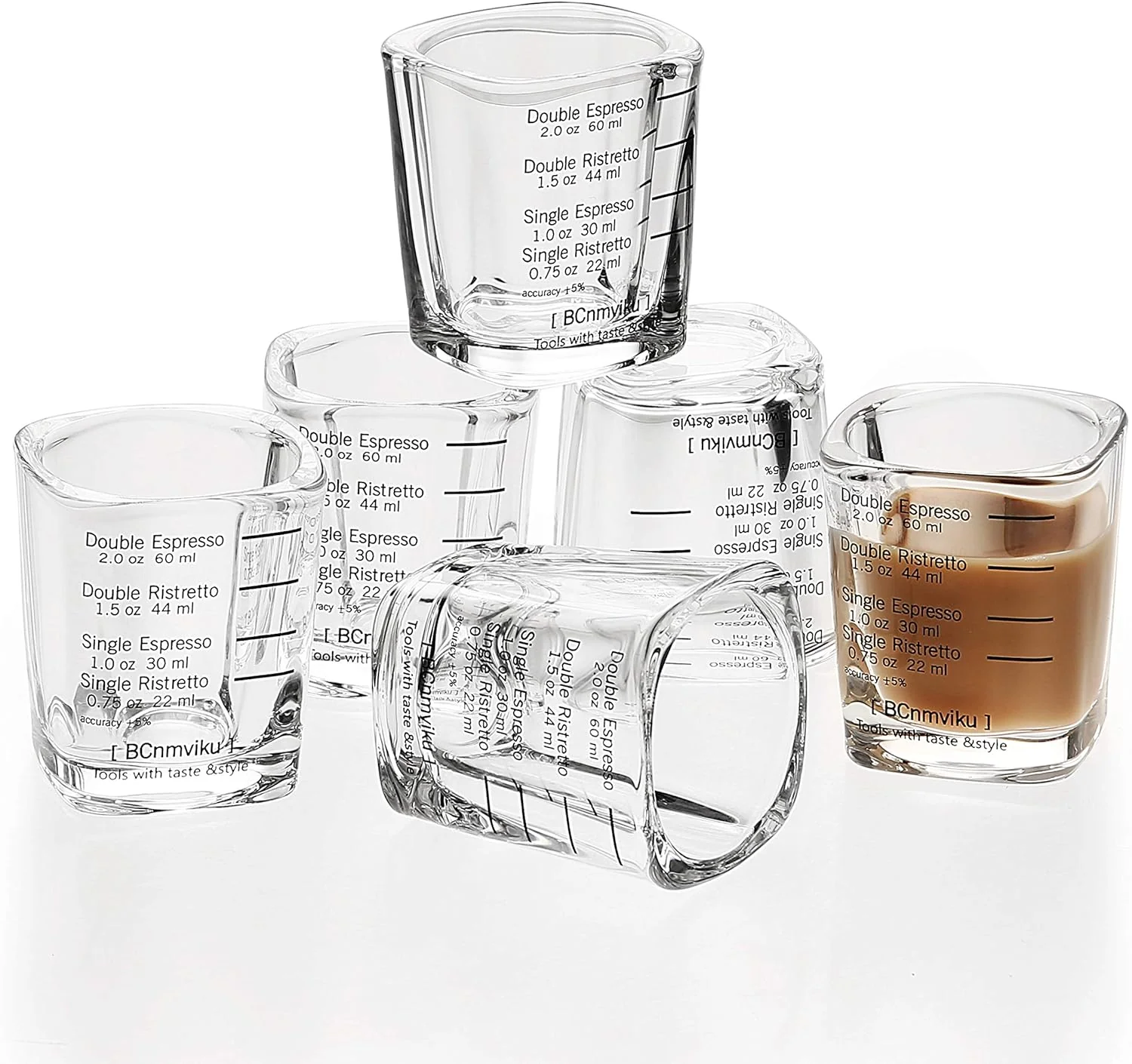 Green Espresso Shot Glass Liquid Heavy Sturdy Glass Shot Glasses Measuring cup Wine Glass 6 Pack 2oz 60ml By BCnmviku Sturdy 6Pack Soft